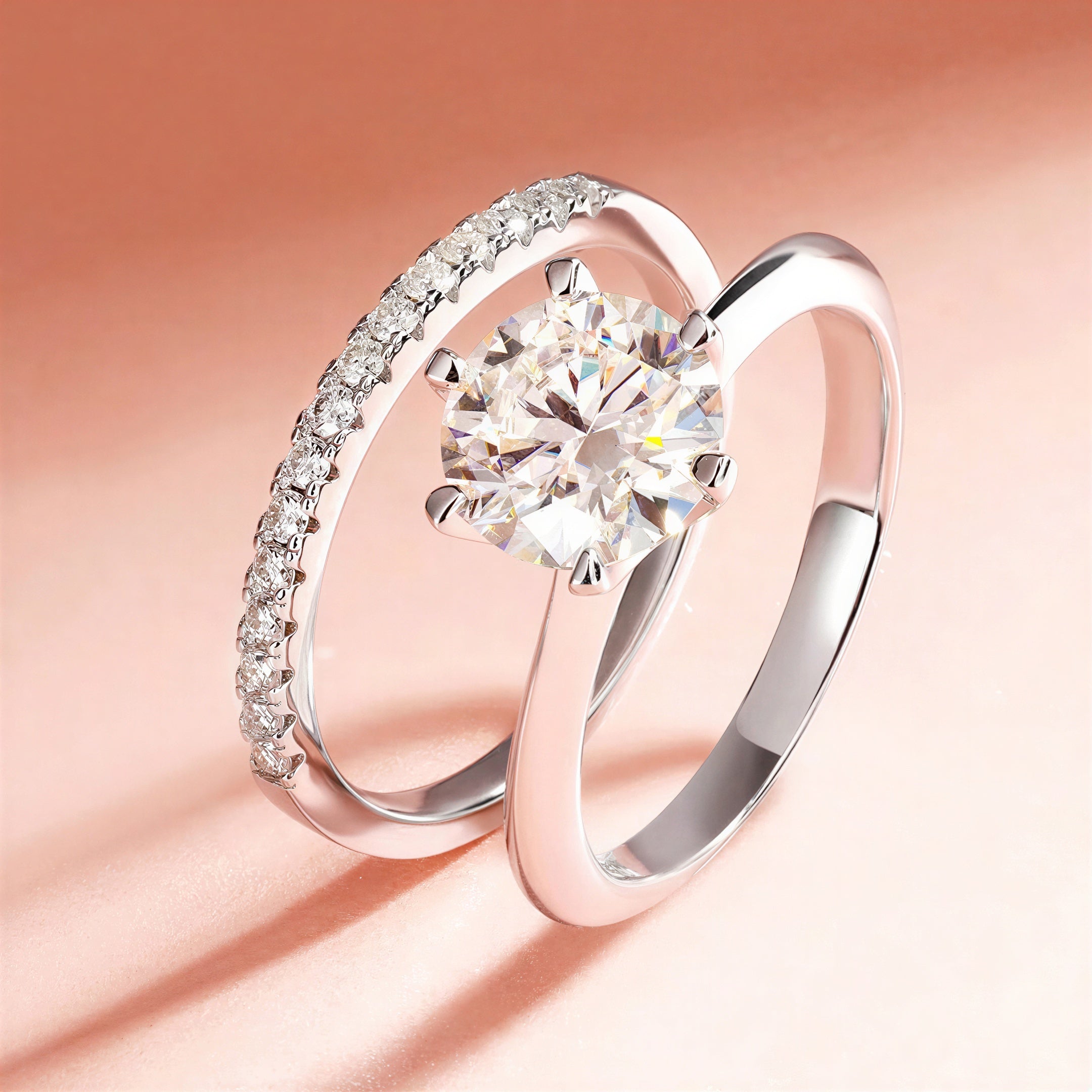 Silbernes Solitär- und Ewigkeitsset