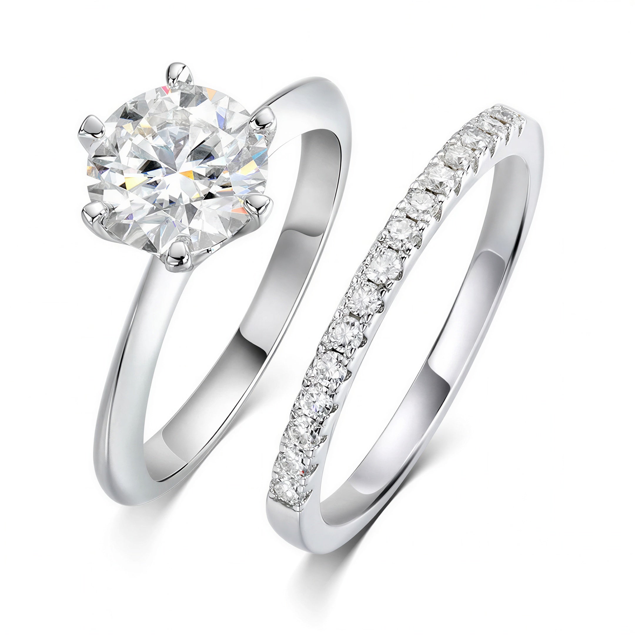 Silbernes Solitär- und Ewigkeitsset