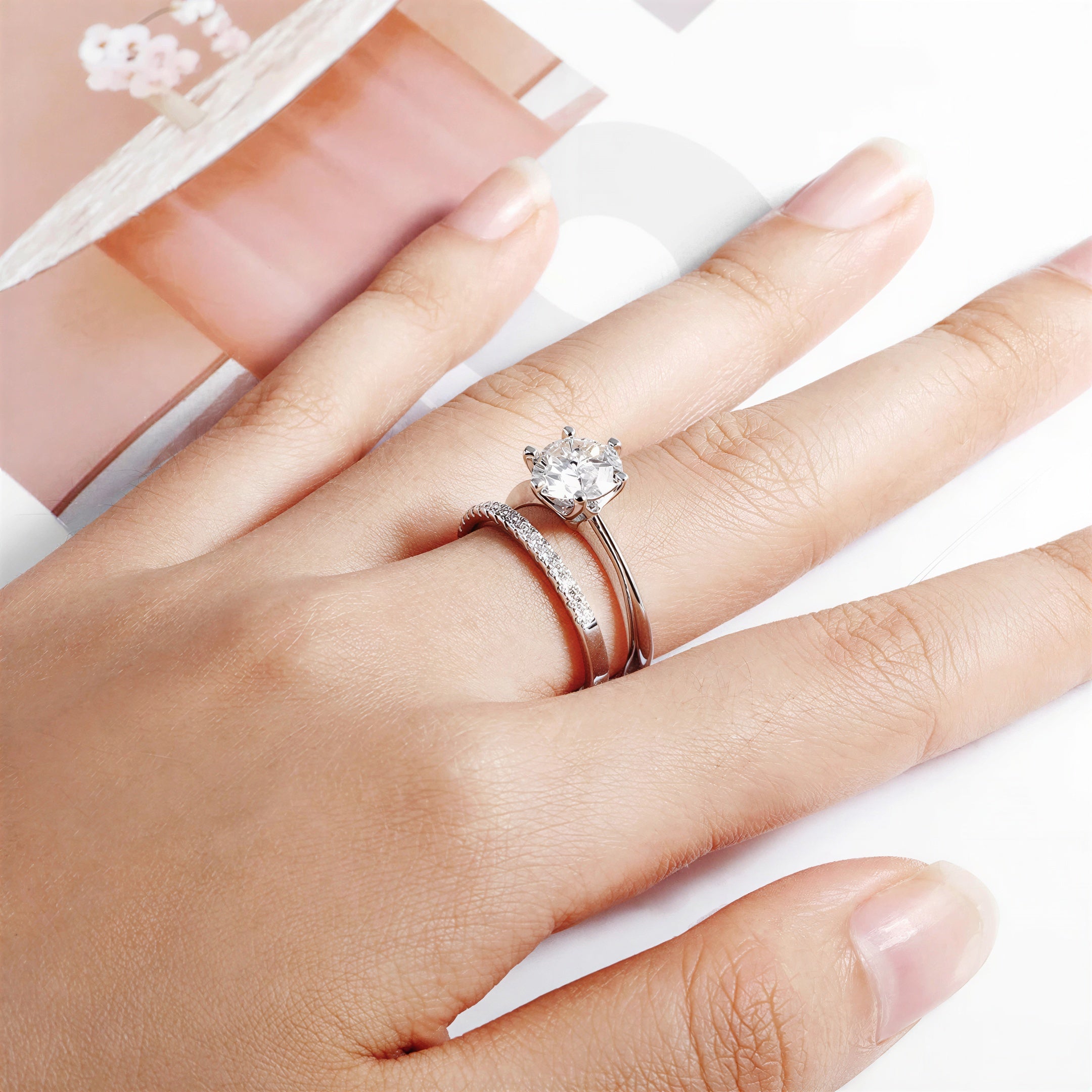 Silbernes Solitär- und Ewigkeitsset